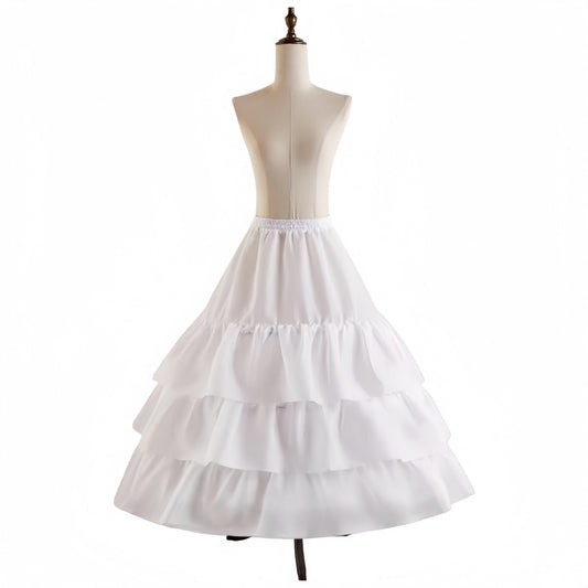 SSDH 3 Hoops Crinoline Petticoat for Women, 3 Ruffles Skirt Slips Long Underskirt for Wedding Dress Bridal Gown
