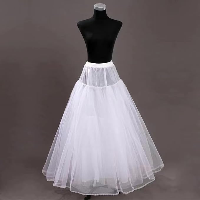 SSDH Women's Long Tulle Skirts, Elastic High Waist A-Line Layered Tutu Mesh Flowy Skirt for Wedding Prom Party White