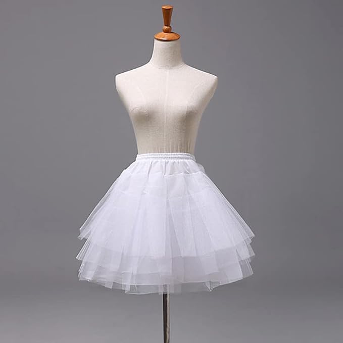 SSDH Flower Girls Petticoat Hoopless Crinoline Slips with 3 Layers, Kids Mini Wedding Flower Girl Underskirt White