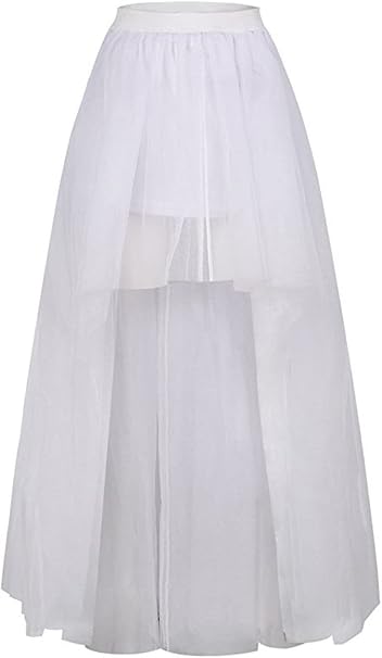 SSDH Tulle Long Petticoat Rockabilly 3 Layers High Low Woman Tutu Skirt Underskirt Slips Lolita Petticoat