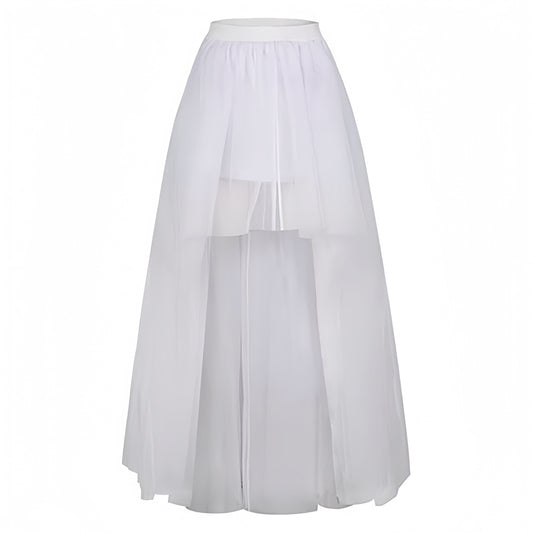 SSDH Tulle Long Petticoat Rockabilly 3 Layers High Low Woman Tutu Skirt Underskirt Slips Lolita Petticoat