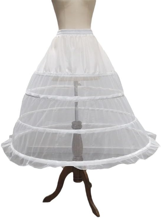 SSDH White 4 Hoop Petticoat Skirt A-line Crinoline Slips Long Underskirt for Wedding Bridal Gown Dress for Women