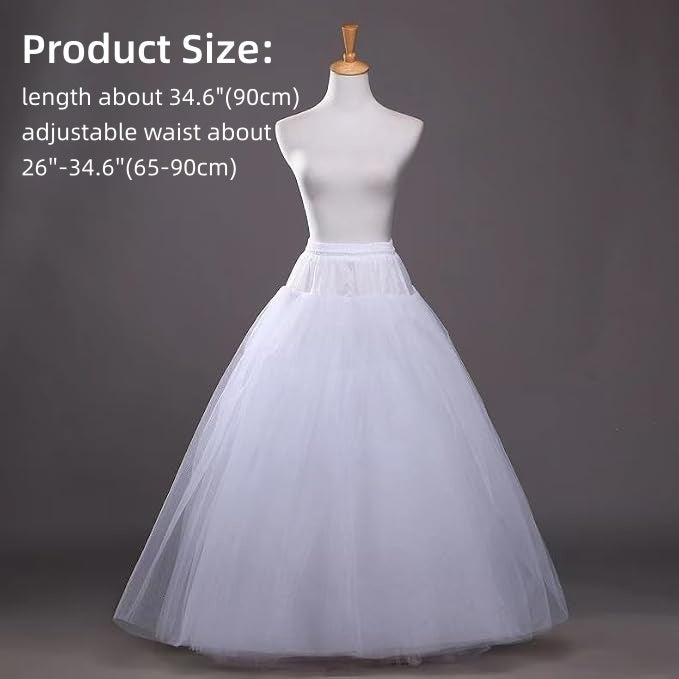SSDH Women's Long Tulle Skirts, Elastic High Waist A-Line Layered Tutu Mesh Flowy Skirt for Wedding Prom Party White