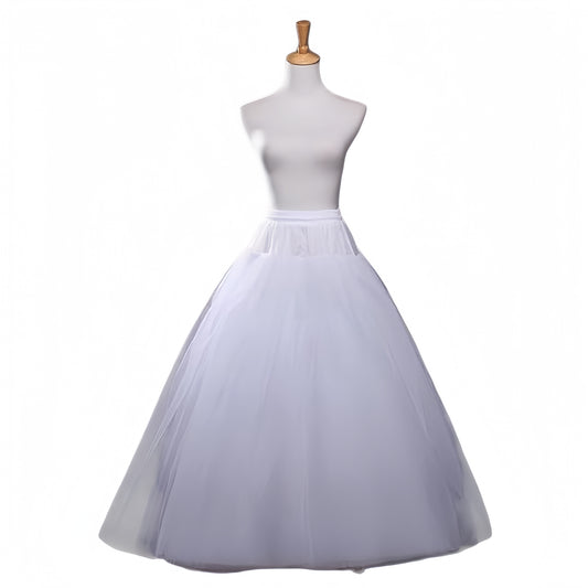 SSDH Women's Long Tulle Skirts, Elastic High Waist A-Line Layered Tutu Mesh Flowy Skirt for Wedding Prom Party White