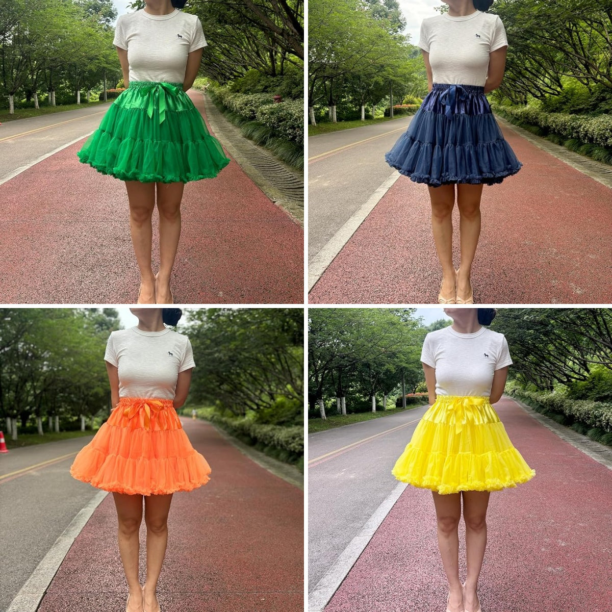SSDH Women's Layered Puffy Petticoat Skirt, Elastic Waist Soft Tutu Tulle Skirt for Ballet Lolita Cosplay