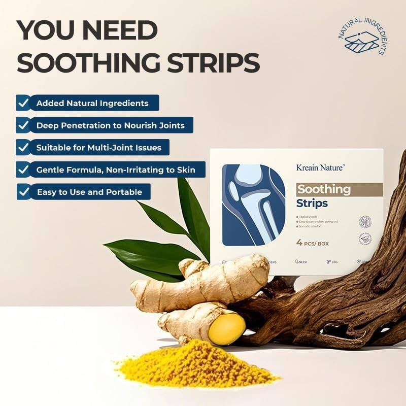 Soothing Strips 4PCS Natural Ingredients Patch for Neck Back Shoulder Knee Joint Muscle Soreness