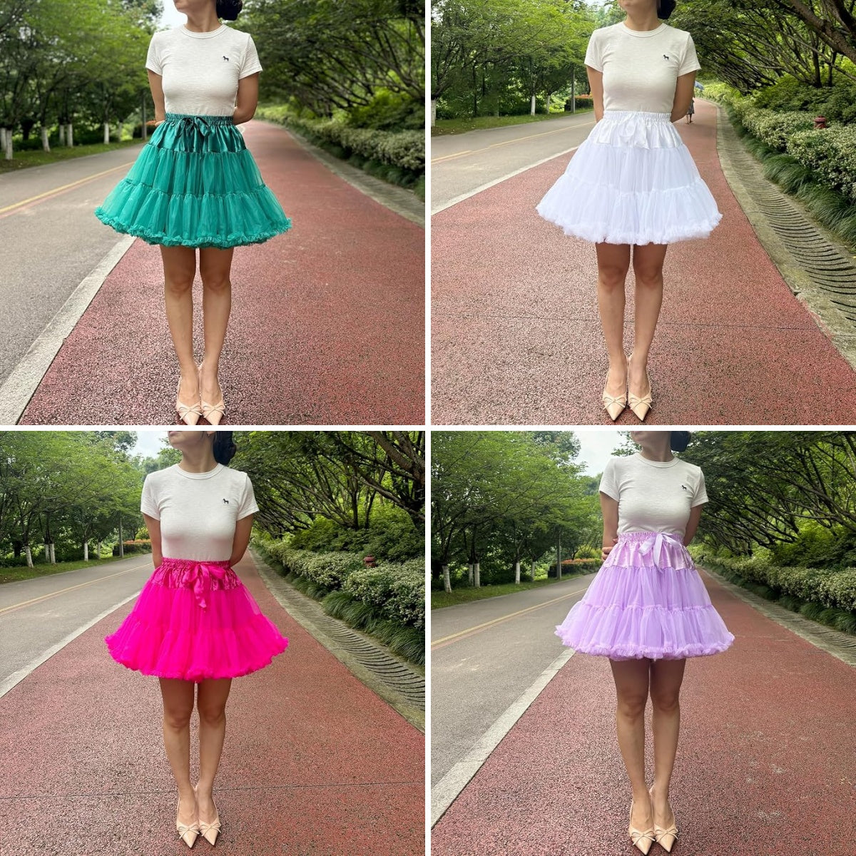 SSDH Women's Layered Puffy Petticoat Skirt, Elastic Waist Soft Tutu Tulle Skirt for Ballet Lolita Cosplay