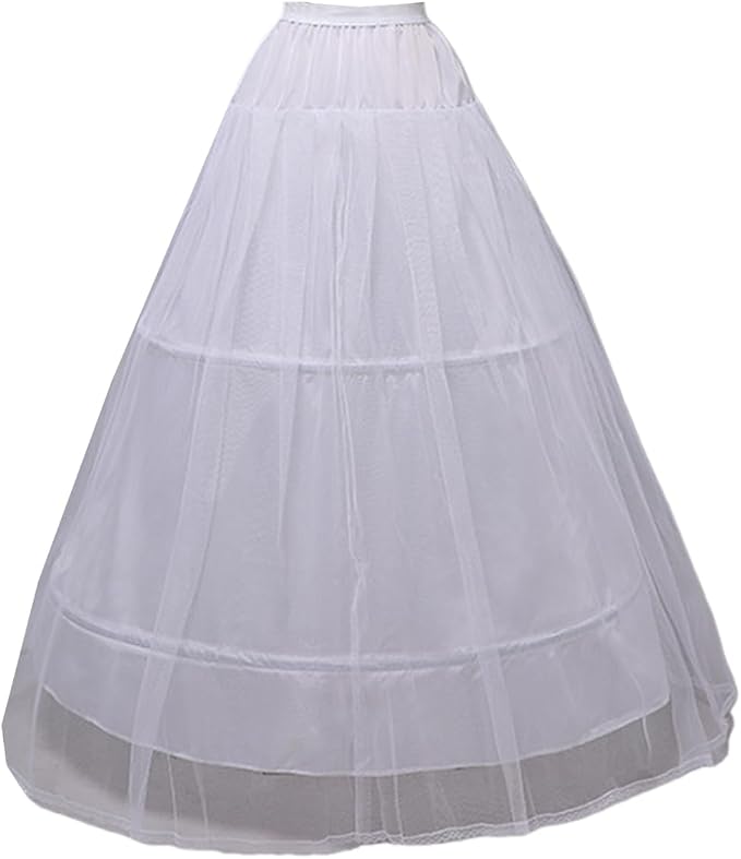 SSDH Women Puffy Hoops Crinoline Petticoat 1 Tulle Layers Skirt Slips Long Underskirt for Wedding Dress Bridal Gown