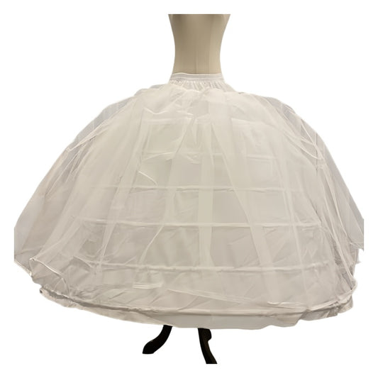 SSDH Women 6 Hoops Puffy Crinoline Petticoat 2 Tulle Layers Skirt Slips Long Underskirt for Wedding Dress Bridal Gown