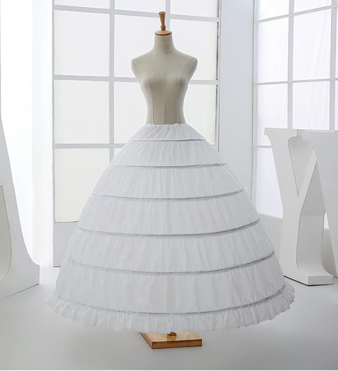 SSDH 6 Hoops Crinoline Petticoat for Women, A-line Skirt Slips Long Underskirt for Wedding Dress Bridal Gown