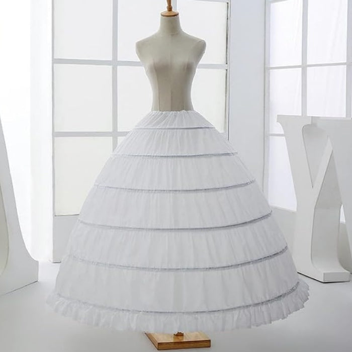 SSDH 6 Hoops Crinoline Petticoat for Women, A-line Skirt Slips Long Underskirt for Wedding Dress Bridal Gown