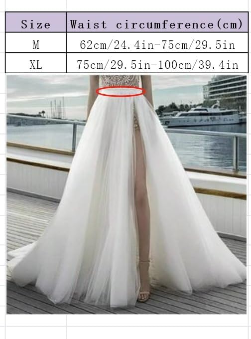 SSDH Women Long Steampunk Tulle Tutu Skirts, Side Slit Elastic Waist Bustle Skirt for Wedding Prom Party Gown Overskirt