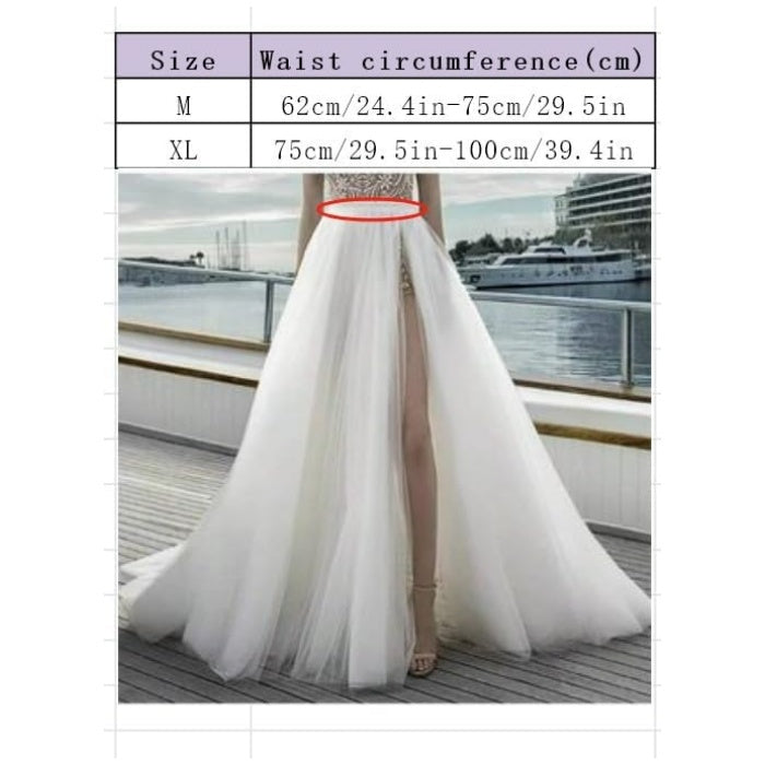 SSDH Women Long Steampunk Tulle Tutu Skirts, Side Slit Elastic Waist Bustle Skirt for Wedding Prom Party Gown Overskirt