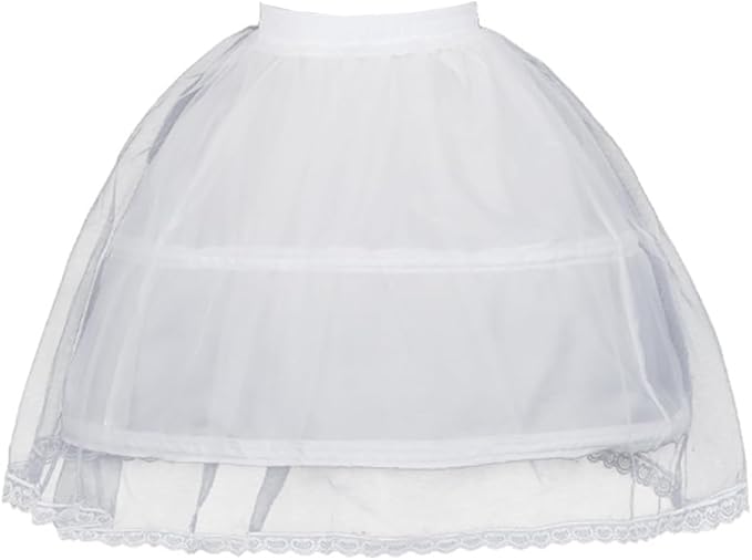 SSDH Girls Petticoat Wedding Flower Girls Underskirt with 2 Hoops Full Slip Elastic Child's Crinoline Underskirt