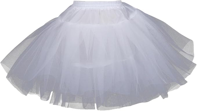 SSDH Flower Girls Petticoat Hoopless Crinoline Slips with 3 Layers, Kids Mini Wedding Flower Girl Underskirt White