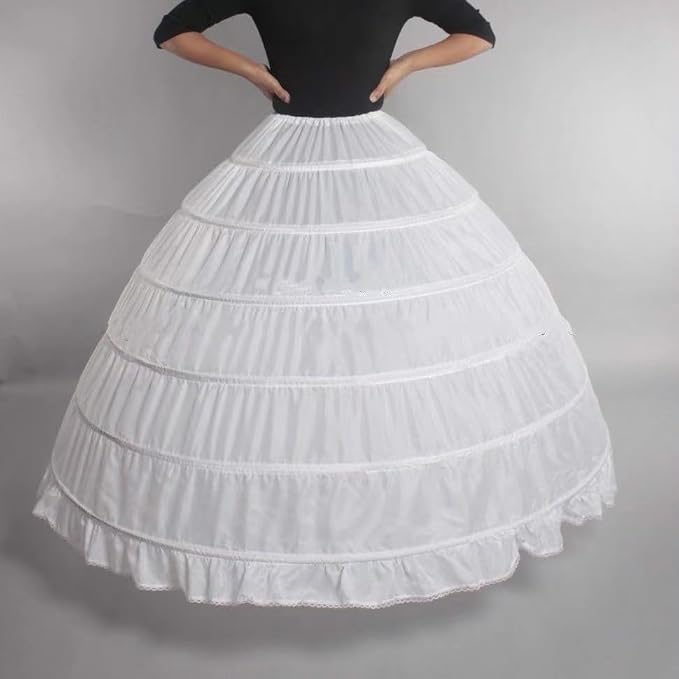 SSDH 6 Hoops Crinoline Petticoat for Women, A-line Skirt Slips Long Underskirt for Wedding Dress Bridal Gown