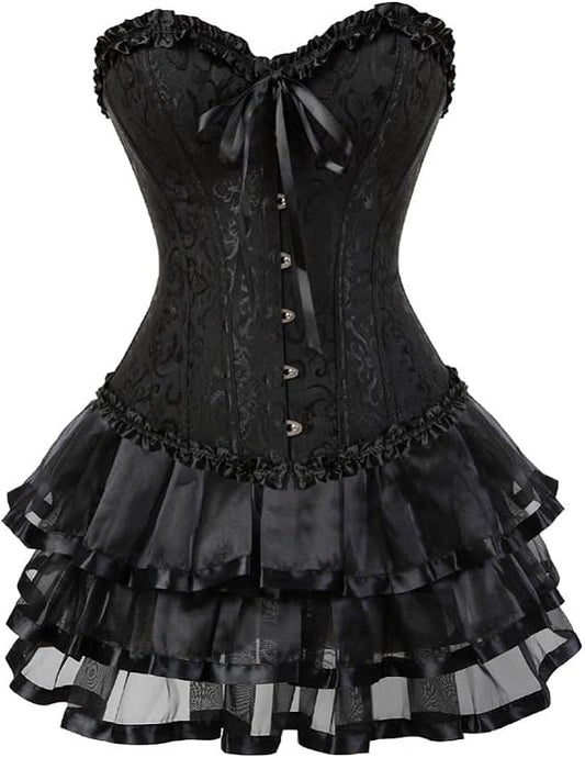 SSDH Black Corset Dress Victorian Gothic Corset Dress for Women