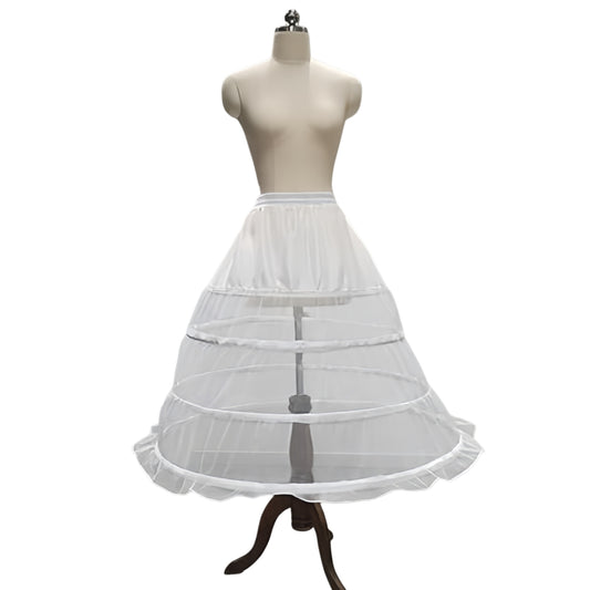 SSDH White 4 Hoop Petticoat Skirt A-line Crinoline Slips Long Underskirt for Wedding Bridal Gown Dress for Women