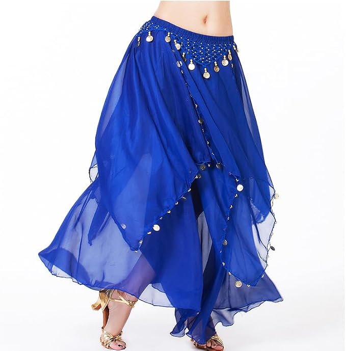 SSDH Belly Dance Chiffon Skirt with Gold Coins Belly Dancer Dancing Costume for Women Dance Performance Outfit