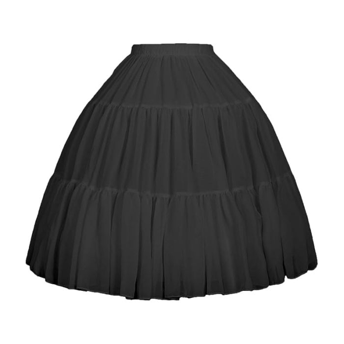 SSDH Women Crinoline Petticoat Cage 3 Hoops Skirt Chiffon Short Half Slip Underskirt for Girls Lolita Cosplay