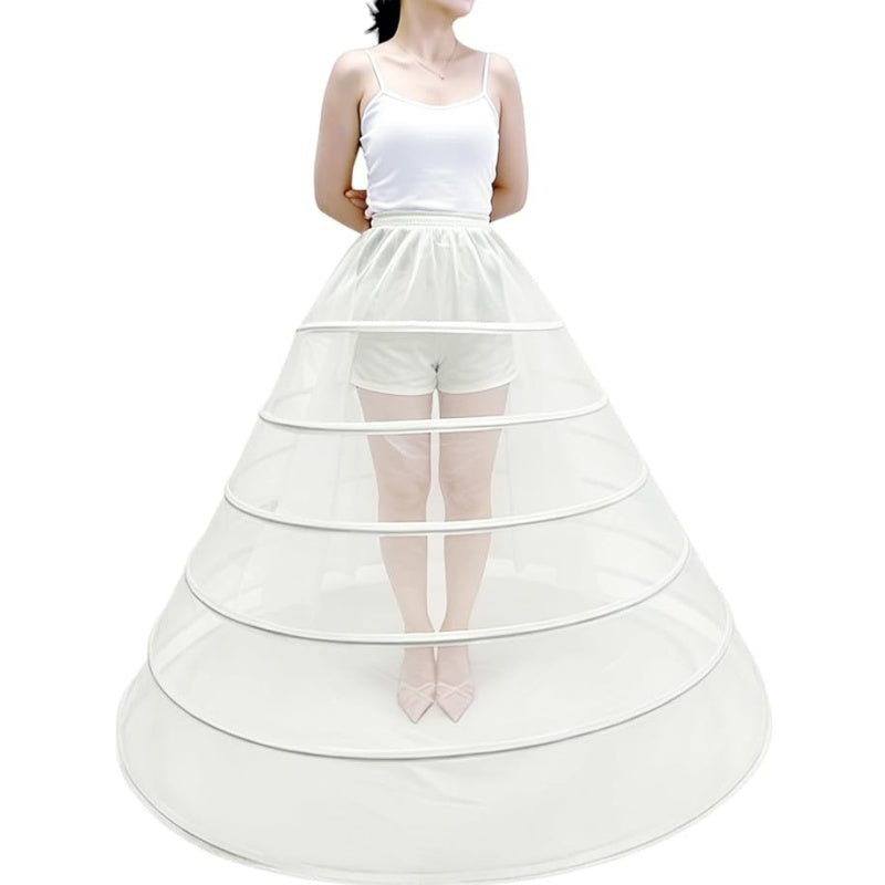 SSDH Women's Hoops Petticoat Crinoline Underskirt, A-Line Floor-Length Adjustable Waist Slip for Wedding Dress