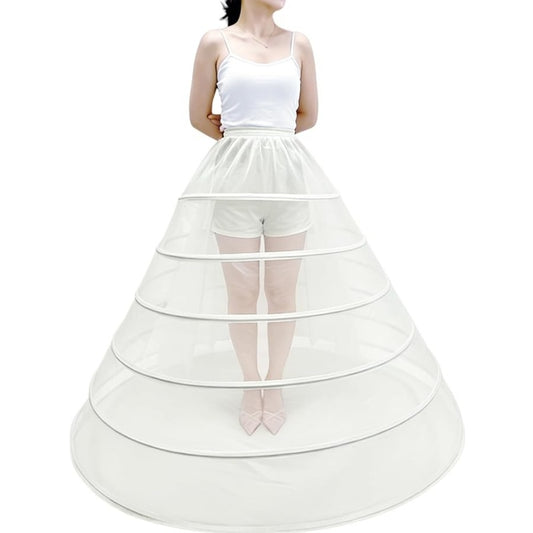 SSDH Women's Hoops Petticoat Crinoline Underskirt, A-Line Floor-Length Adjustable Waist Slip for Wedding Dress