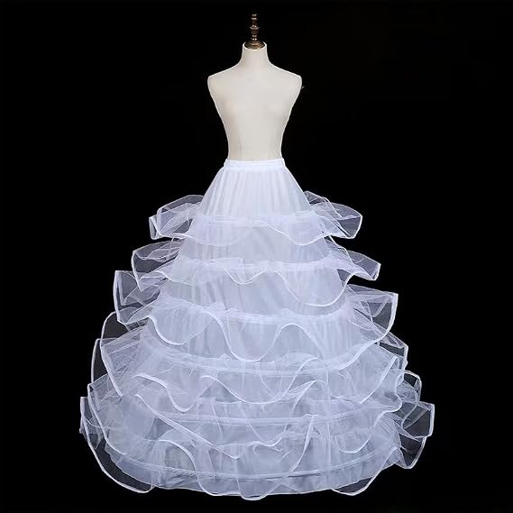 SSDH Petticoat for Women 6 Hoop Skirt Half Slips Tulle Crinoline Underskirt for Wedding Dress Floor Length