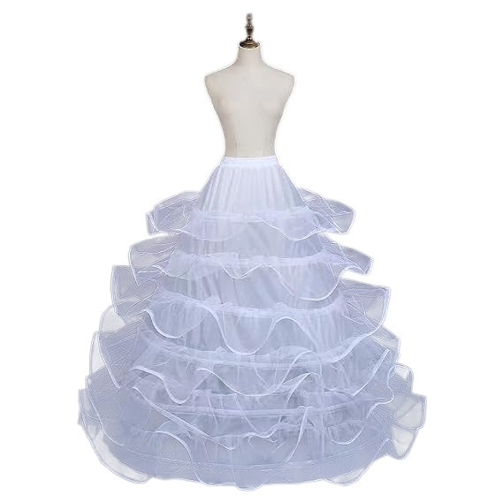 SSDH Petticoat for Women 6 Hoop Skirt Half Slips Tulle Crinoline Underskirt for Wedding Dress Floor Length