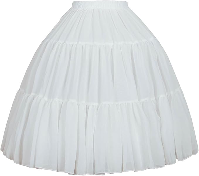 SSDH Women Crinoline Petticoat Cage 3 Hoops Skirt Chiffon Short Half Slip Underskirt for Girls Lolita Cosplay