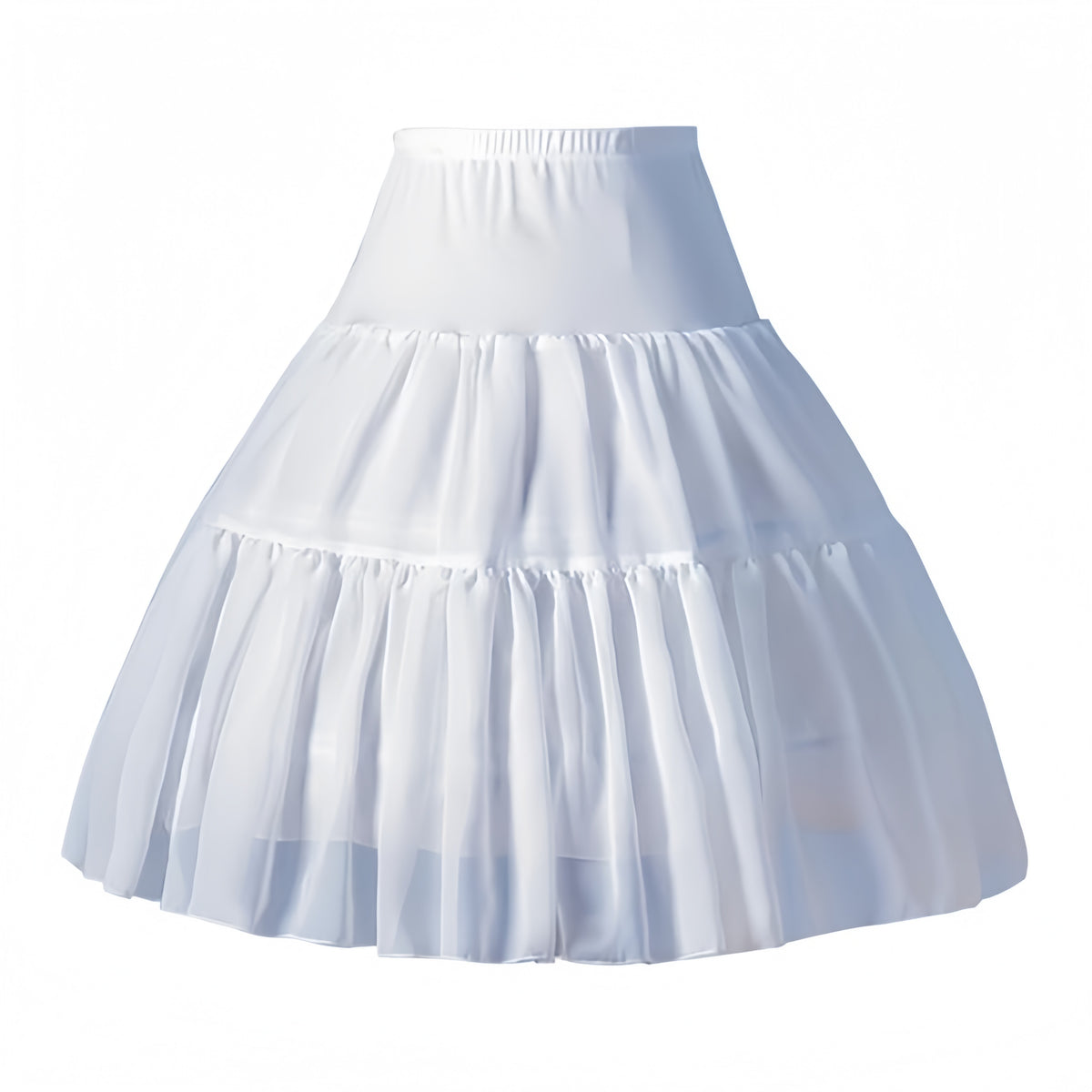 SSDH Women Crinoline Petticoat Cage 2 Hoops Cage Skirt Chiffon Short Half Slip Underskirt for Girls Lolita Cosplay