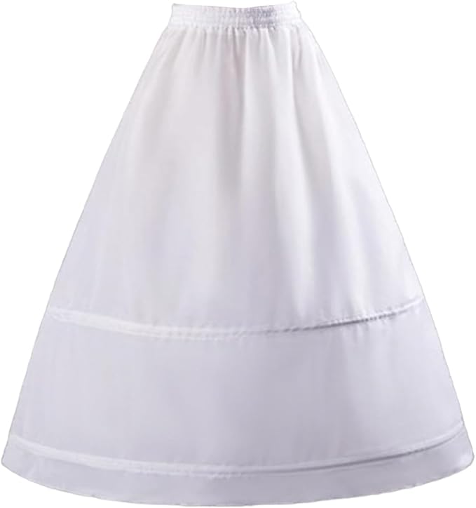 SSDH Women Hoops Petticoat Skirt A-line Crinoline Slips Long Underskirt for Wedding Dress Bridal Gown White