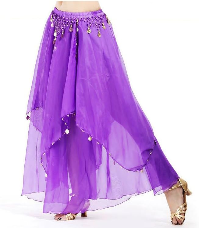 SSDH Belly Dance Chiffon Skirt with Gold Coins Belly Dancer Dancing Costume for Women Dance Performance Outfit