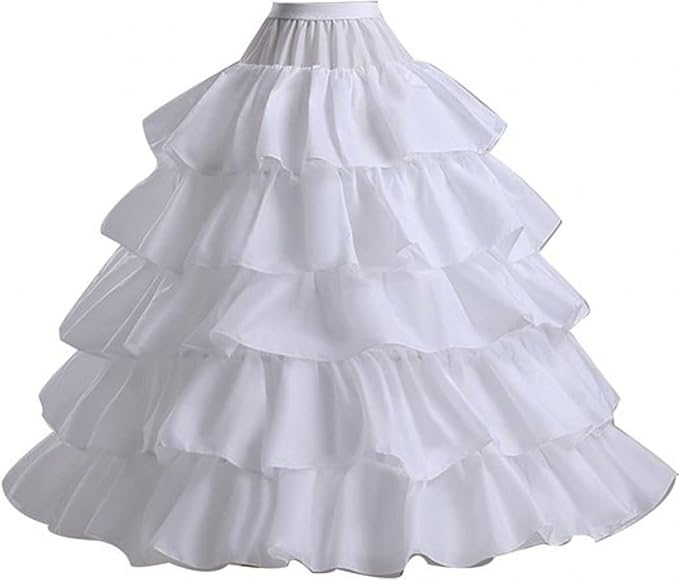 SSDH 4 Hoop Crinoline Petticoat for Wedding Dress 5 Ruffles Layers Ball Gown Half Slips Underskirt