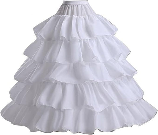 SSDH 4 Hoop Crinoline Petticoat for Wedding Dress 5 Ruffles Layers Ball Gown Half Slips Underskirt