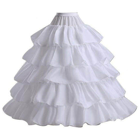 SSDH 4 Hoop Crinoline Petticoat for Wedding Dress 5 Ruffles Layers Ball Gown Half Slips Underskirt