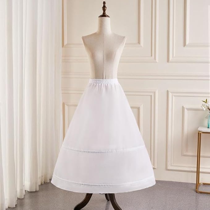 SSDH Women Hoops Petticoat Skirt A-line Crinoline Slips Long Underskirt for Wedding Dress Bridal Gown White