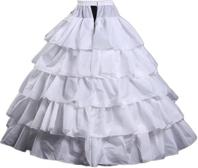 SSDH 4 Hoop Crinoline Petticoat for Wedding Dress 5 Ruffles Layers Ball Gown Half Slips Underskirt