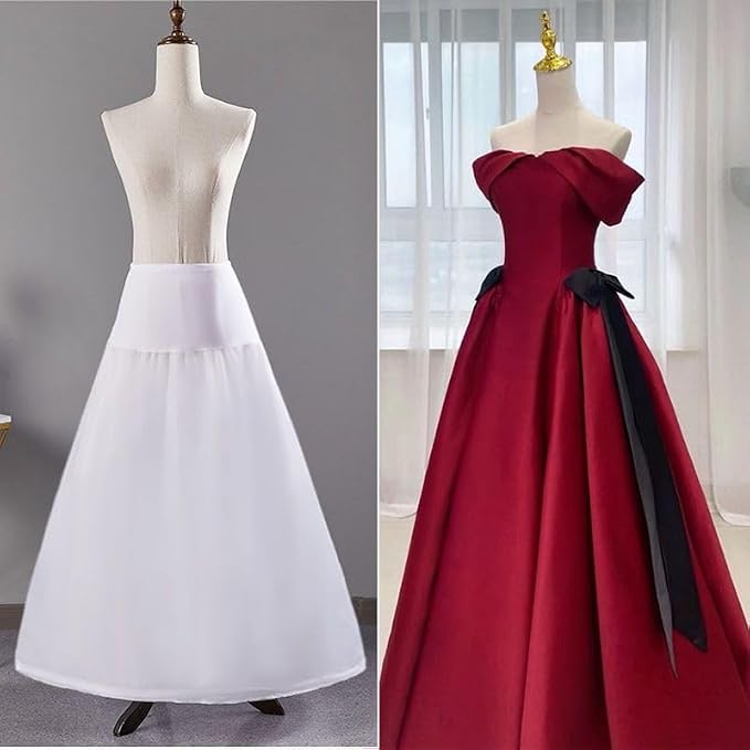 SSDH One Hoop Crinoline Petticoat for Women, A-line Skirt Slips Long Underskirt for Wedding Dress Bridal Gown
