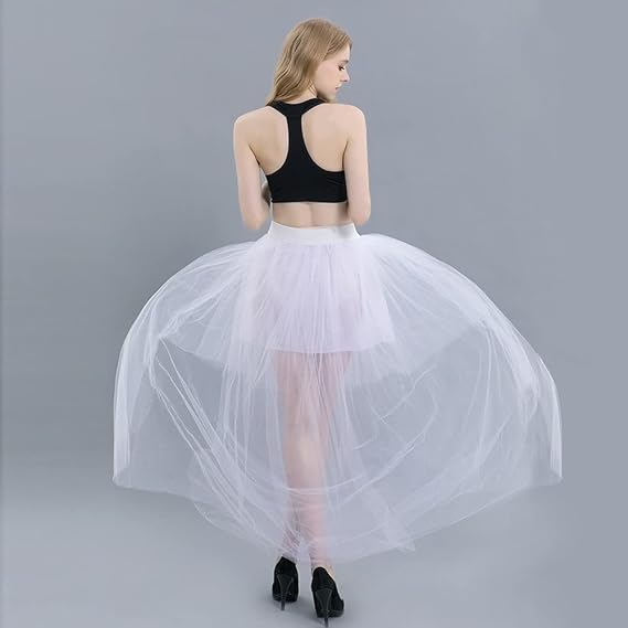 SSDH Tulle Long Petticoat Rockabilly 3 Layers High Low Woman Tutu Skirt Underskirt Slips Lolita Petticoat