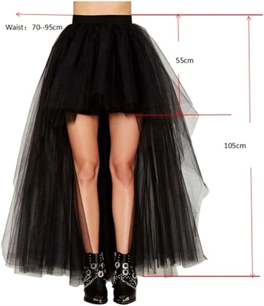 SSDH Tulle Long Petticoat Rockabilly 3 Layers High Low Woman Tutu Skirt Underskirt Slips Lolita Petticoat