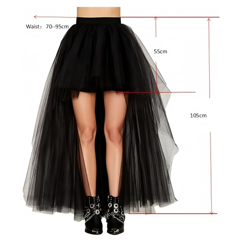 SSDH Tulle Long Petticoat Rockabilly 3 Layers High Low Woman Tutu Skirt Underskirt Slips Lolita Petticoat