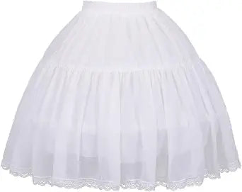 SSDH Women Chiffon Short Crinoline Petticoat Cage 2 Hoops Skirt