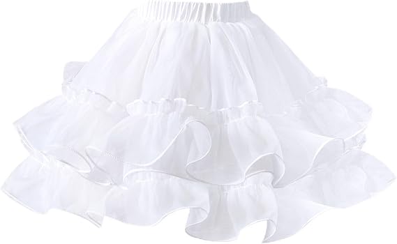 SSDH Crinoline Half Slips White Hoopless Puffy Skirt Under Skirt for Girls Kids Wedding Dress Long Dress