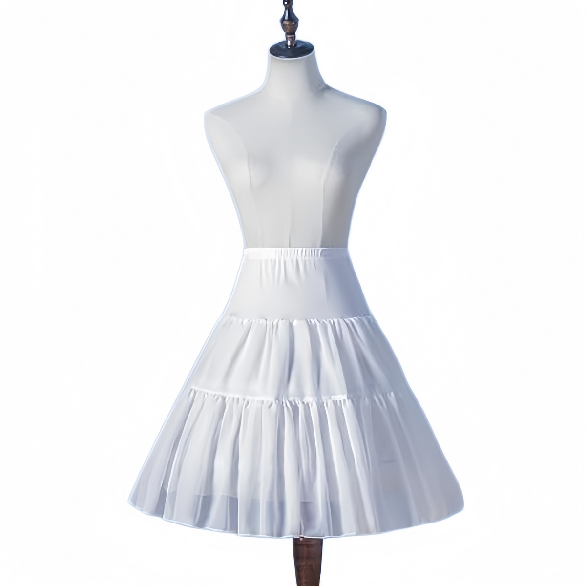 SSDH Women Crinoline Petticoat Cage 2 Hoops Cage Skirt Chiffon Short Half Slip Underskirt for Girls Lolita Cosplay