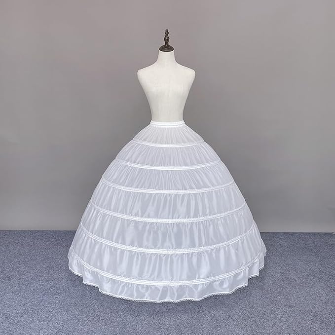 SSDH 6 Hoops Crinoline Petticoat for Women, A-line Skirt Slips Long Underskirt for Wedding Dress Bridal Gown