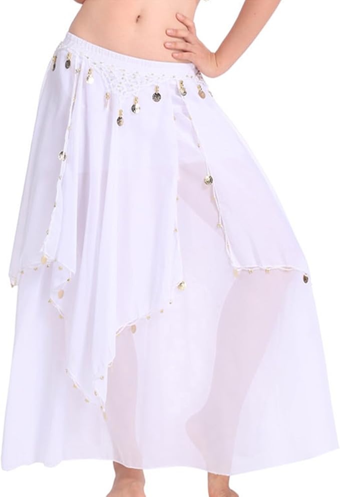 SSDH Belly Dance Chiffon Skirt with Gold Coins Belly Dancer Dancing Costume for Women Dance Performance Outfit