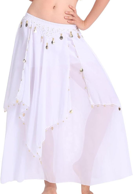 SSDH Belly Dance Chiffon Skirt with Gold Coins Belly Dancer Dancing Costume for Women Dance Performance Outfit