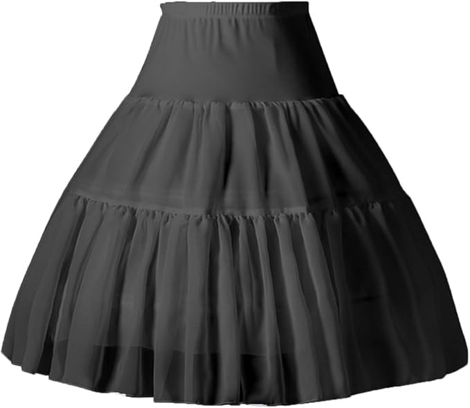 SSDH Women Crinoline Petticoat Cage 2 Hoops Cage Skirt Chiffon Short Half Slip Underskirt for Girls Lolita Cosplay