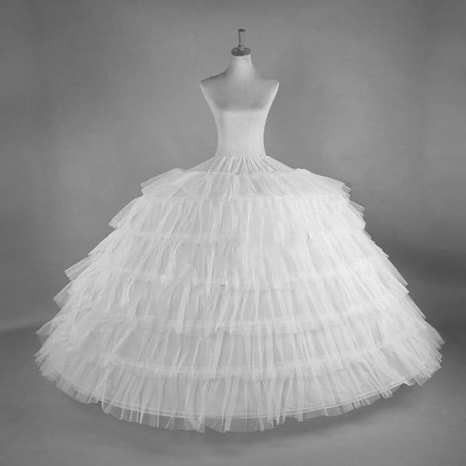 SSDH 6 Hoops Puffy Crinoline Petticoat with Adjustable Waist for Women