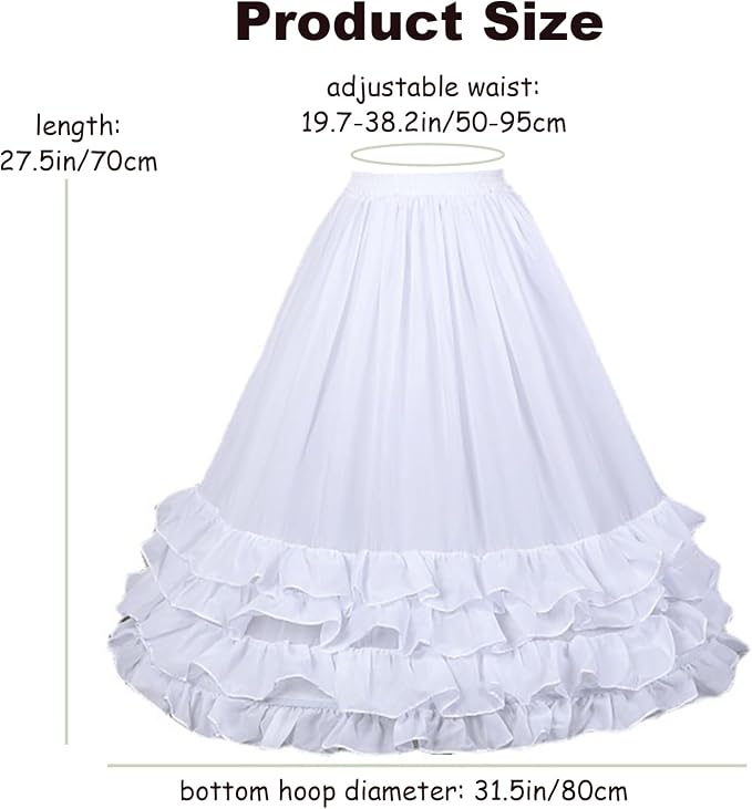 SSDH Women Crinoline Petticoat Cage 2 Hoops Skirt Short Half Slip Underskirt for Girls Lolita Cosplay Wedding Bridal Dress